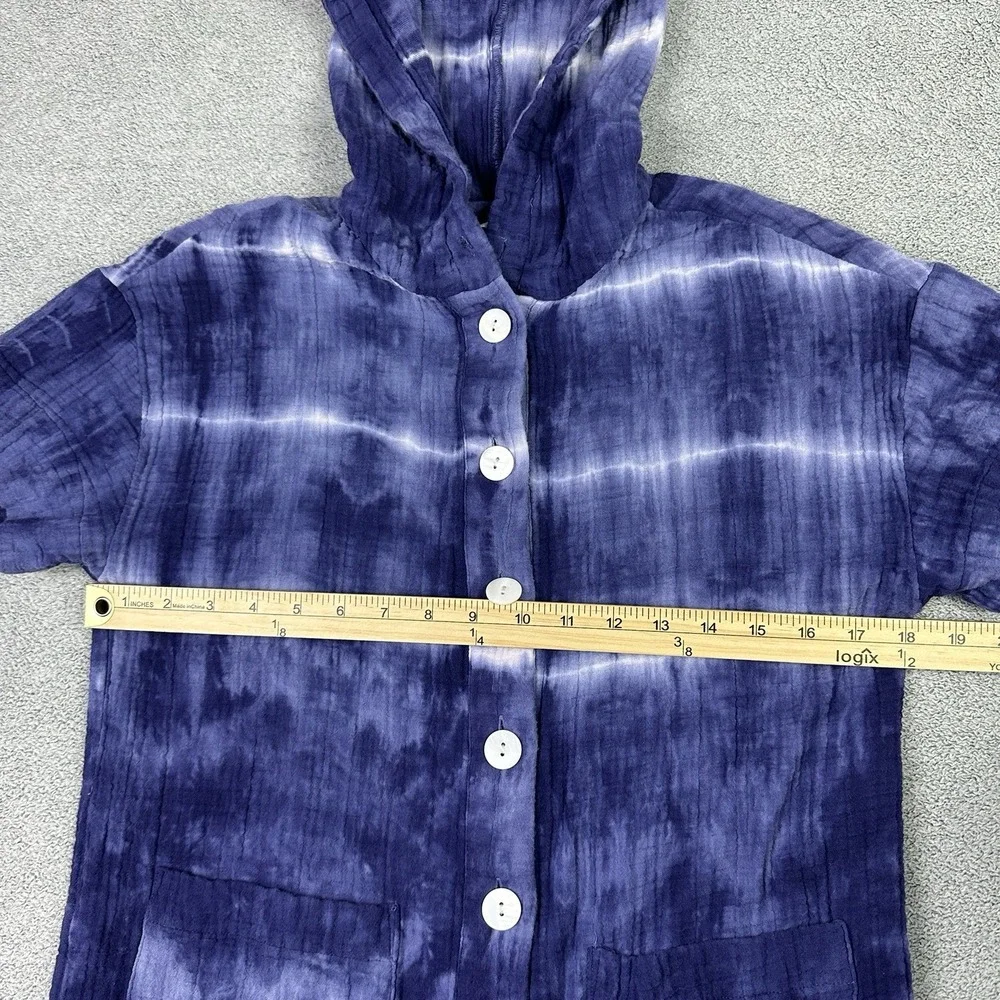 Madewell X Warm Romper Womens Small Blue Tie Dye Hooded Lounge Beach Cover Up - Picture 6 of 9